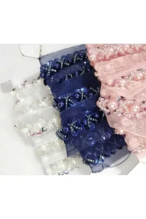 50 Cm Passamaneria Perle Paillettes Corallini Cuciti Alta 15 Mm Ultime Pezzi