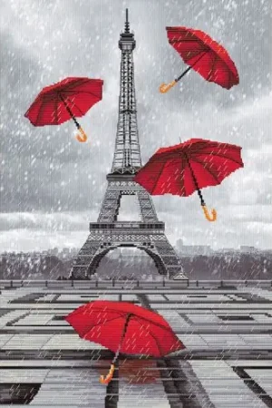 kit ricamo a punto croce - Piove a Parigi! - Nova Sloboda Più Venduto