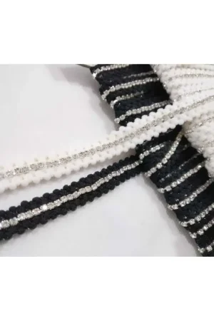 Solo Oggi 50 Cm Passamaneria Elastica Strass Argento Lurex Alto 1 Cm