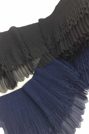 50 Cm Passamaneria Doppia Balza Plissettata Traforata Sangallo Georgette Alta 18 Cm Spedizione Gratuita