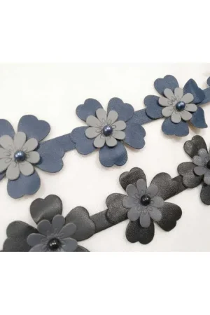 Economico 50 Cm Passamaneria Fiori Finta Pelle Borchia Perla Alto 5 cm