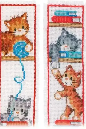 Kit segnalibro da ricamo - Gattini giocosi - Vervaco Soddisfatti O Rimborsati