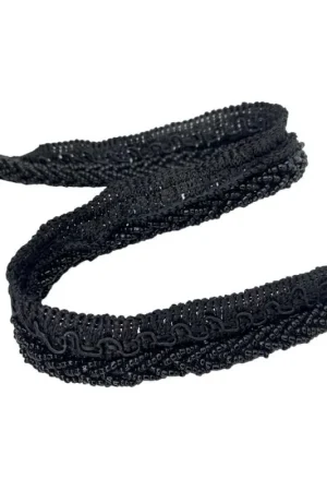 20 Cm Passamaneria Gioiello Nero Perline Fettuccia Profilo Grosso 10 Mm Ordina Subito
