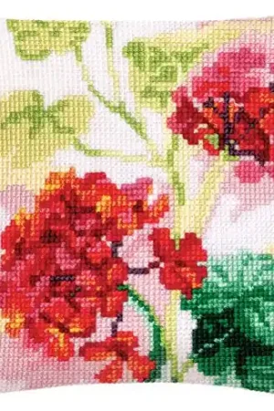 Kit cuscino fori grossi - Gerani rossi - Collection d'Art Miglior Prezzo