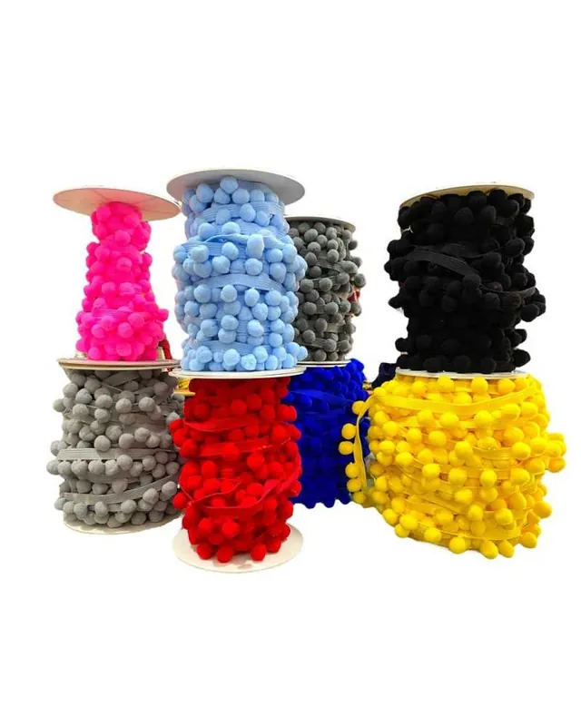 Passamaneria Frangia Pon Pon Grosso 20 Mm Alta 3 Cm Economico