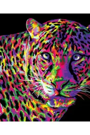 Acquista Ora Kit di pittura per numero - Leopardo colorato - Wizardi