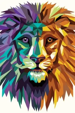 Kit di pittura per numero - Leone poligonale - Wizardi Bestseller