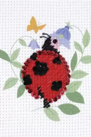 Economico Kit di ricamo a punto croce per bambini con tamburo - La coccinella - DMC