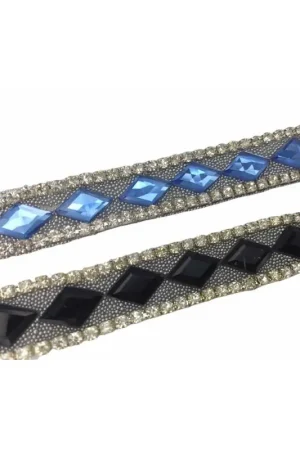 Ultimissimo Modello 50 Cm Passamaneria Termoadesiva Strass Pietre Rombo Base Argento Alta 15 Mm