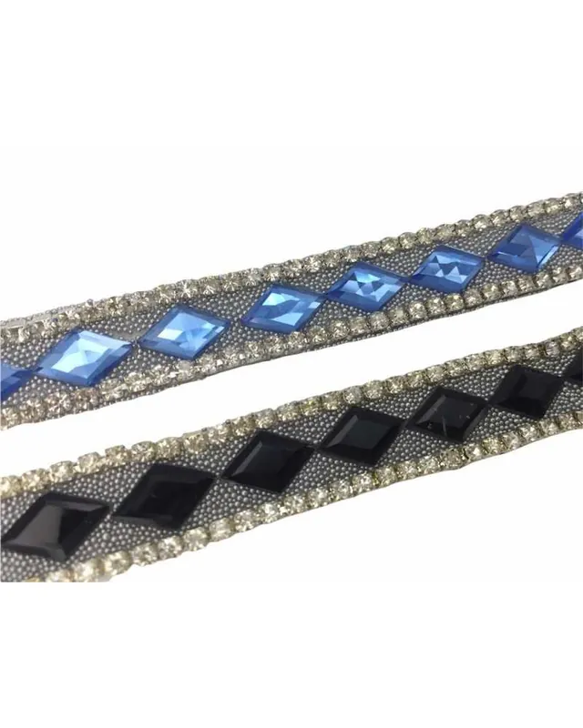 Ultimissimo Modello 50 Cm Passamaneria Termoadesiva Strass Pietre Rombo Base Argento Alta 15 Mm