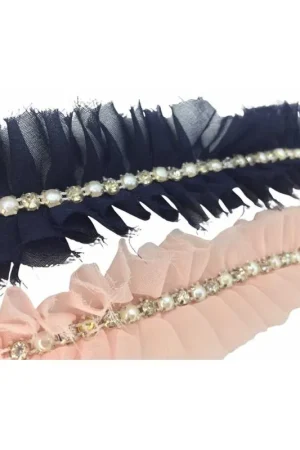 Più Venduto 50 Cm Rouches Georgette Doppia Sfilacciata Strass Argento Mezze Perle Bianche Alta 5 Cm