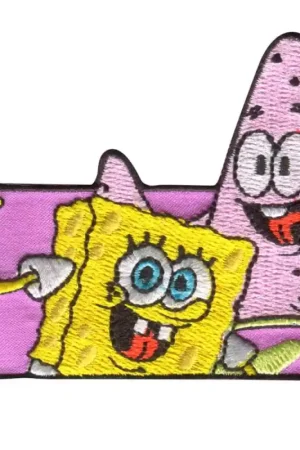 Toppa Termoadesiva Ricamato -SpongeBob e Patrick Amici Consegna Rapida