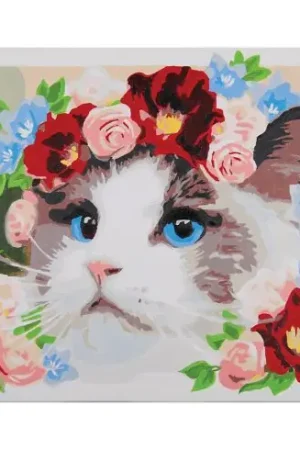 Kit di pittura per numero - Ragdoll - Corona di fiori - Lanarte Non Perdere