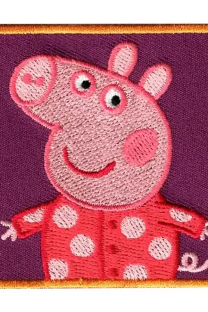Toppa Termoadesiva Ricamata- Peppa Pig in Pigiama Rosso a Pois Occasione