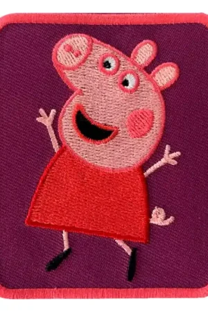 Patch Termoadesiva Ricamata Peppa Pig che Salta Nuova Collezione