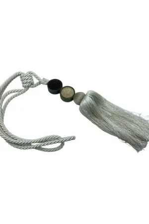 Embrasse cordone fermatenda colore panna lucido con cerchi in legno pieni di ciniglia marrone e panna diametro 14 Prezzo Scontato