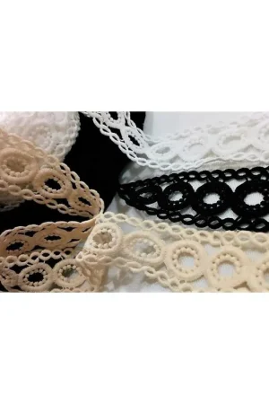 Compra Online Passamaneria Tramezzo Macramè Ricamato Disegno Ovale Alto 35 Mm