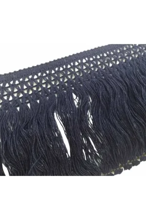 Super Prezzo Passamaneria Frangia Cotone Blu Tripolino Alta 9 Cm