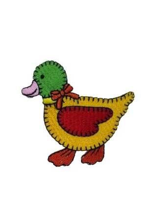 Esclusivo Applicazione Termoadesiva Patch Ricamo Papera Colorata 6x6 Cm