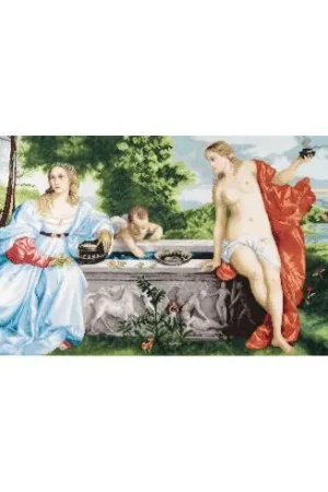 kit ricamo a punto croce - Amore sacro e Amore profano secondo Tiziano - Charivna Mit Ultime Pezzi