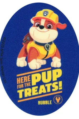 Toppa Termoadesiva Ovale Paw Patrol Rubble "Here for the Pup Treats" Pagamento Sicuro