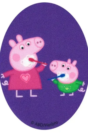 Toppa Termoadesiva Ovale -Peppa Pig e George che si Lavano i Denti A Buon Prezzo