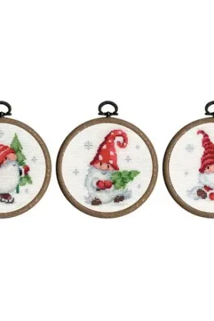 Direttamente Dal Produttore Kit per ricamo a punto croce con tamburo - Gnomi di Natale nella neve - Vervaco