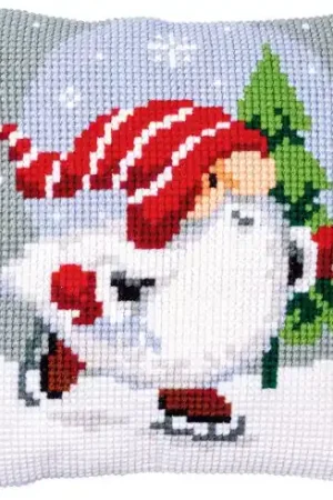 Quantità Limitata Kit cuscino fori grossi - Gnomo di Natale sul ghiaccio - Vervaco