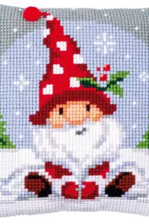 Offerta Lampo Kit cuscino fori grossi - Gnomo di Natale nella neve - Vervaco