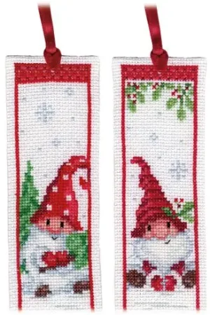 Spedizione Espresso Kit segnalibro da ricamo - Gnomi nella neve - Vervaco