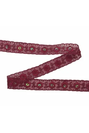 Passamaneria Bordo Ricamato Tramezzo Perline Paillettes Alto 2 Cm Di Tendenza