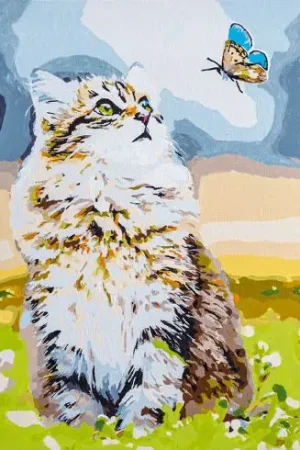 Kit di pittura per numero - Gatto dei boschi - Lanarte Nuovo Arrivo