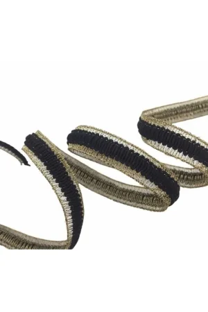 Promozione Passamaneria Bordo Copripunto Filo Oro Metallico Base Nera Alto 15 Mm