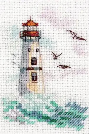 kit ricamo a punto croce - Onde sul mare - Faro bianco - Alisa Quantità Limitata