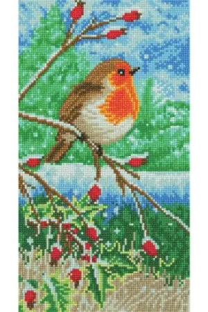 Kit ricamo diamante su telaio - Pettirosso sul ramo - Crystal Art D.I.Y Esclusivo