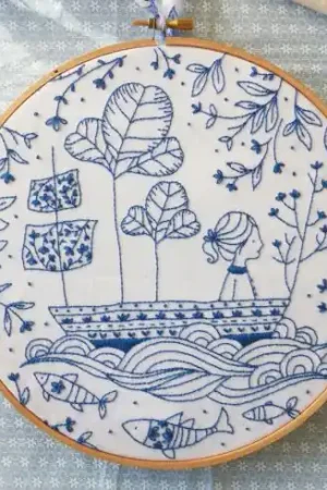 Affare Kit per ricamo a tamburo - Blu Oceano - Tamar Nahir Yanai