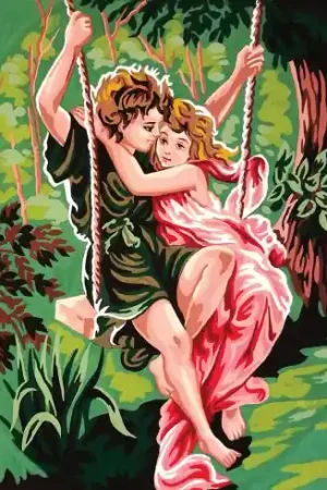 Spedizione Espresso Canovaccio antico - Amanti su un'altalena - Gobelin. L