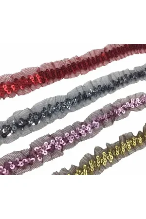 Miglior Prezzo Passamaneria Copripunto Elastica Tulle Rouches Paillettes Arricciata Alta 25 Mm