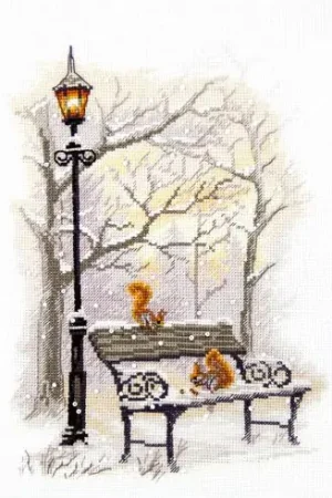 kit ricamo a punto croce - Nel parco invernale - Charivna Mit Spedizione Espresso