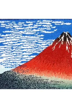 Ultime Pezzi Kit Punto Croce - Il Fuji Rosso di Katsushika Hokusai - DMC