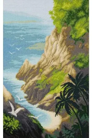 kit ricamo a punto croce - Scogliera sul mare - Charivna Mit Offerta Lampo