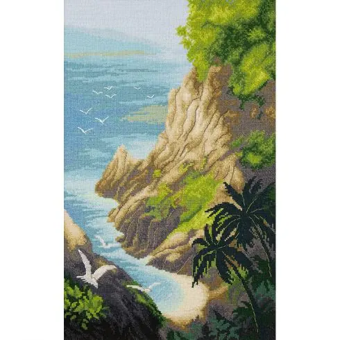 kit ricamo a punto croce - Scogliera sul mare - Charivna Mit Offerta Lampo