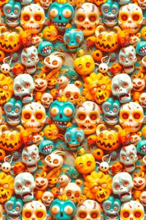 Bestseller Tessuto in Cotone - Halloween - Teschi Spaventati