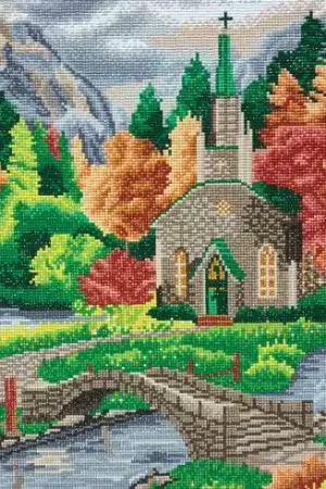 Kit ricamo diamante su telaio - Chiesa sul fiume - Crystal Art D.I.Y Prezzo Di Fabbrica
