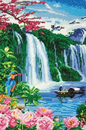 Novità Kit ricamo diamante su telaio - Magnifica cascata - Crystal Art D.I.Y