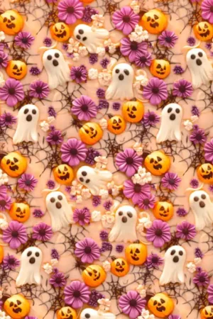 Compra Oggi Stesso Tessuto in Cotone - Halloween - Fantasmi e Fiori