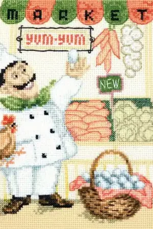 kit ricamo a punto croce - Happy Chef - Al negozio di alimentari - Charivna Mit Consegna Rapida