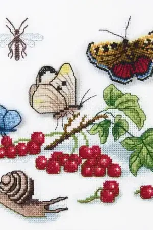 Bestseller kit ricamo a punto croce - Giardino preferito - Conchiglie e fiori - Charivna Mit