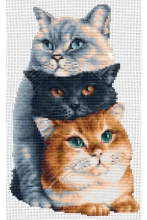 Promo Stagionale kit ricamo a punto croce - Tre gatti - Aida bianca - Dutch Stitch Brothers