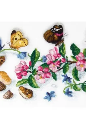 Quantità Limitata kit ricamo a punto croce - Giardino preferito - Conchiglie e fiori - Charivna Mit